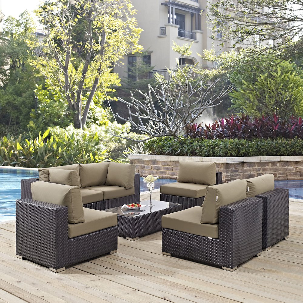 Convene 7 Piece Outdoor Patio Sectional Set. Picture 9