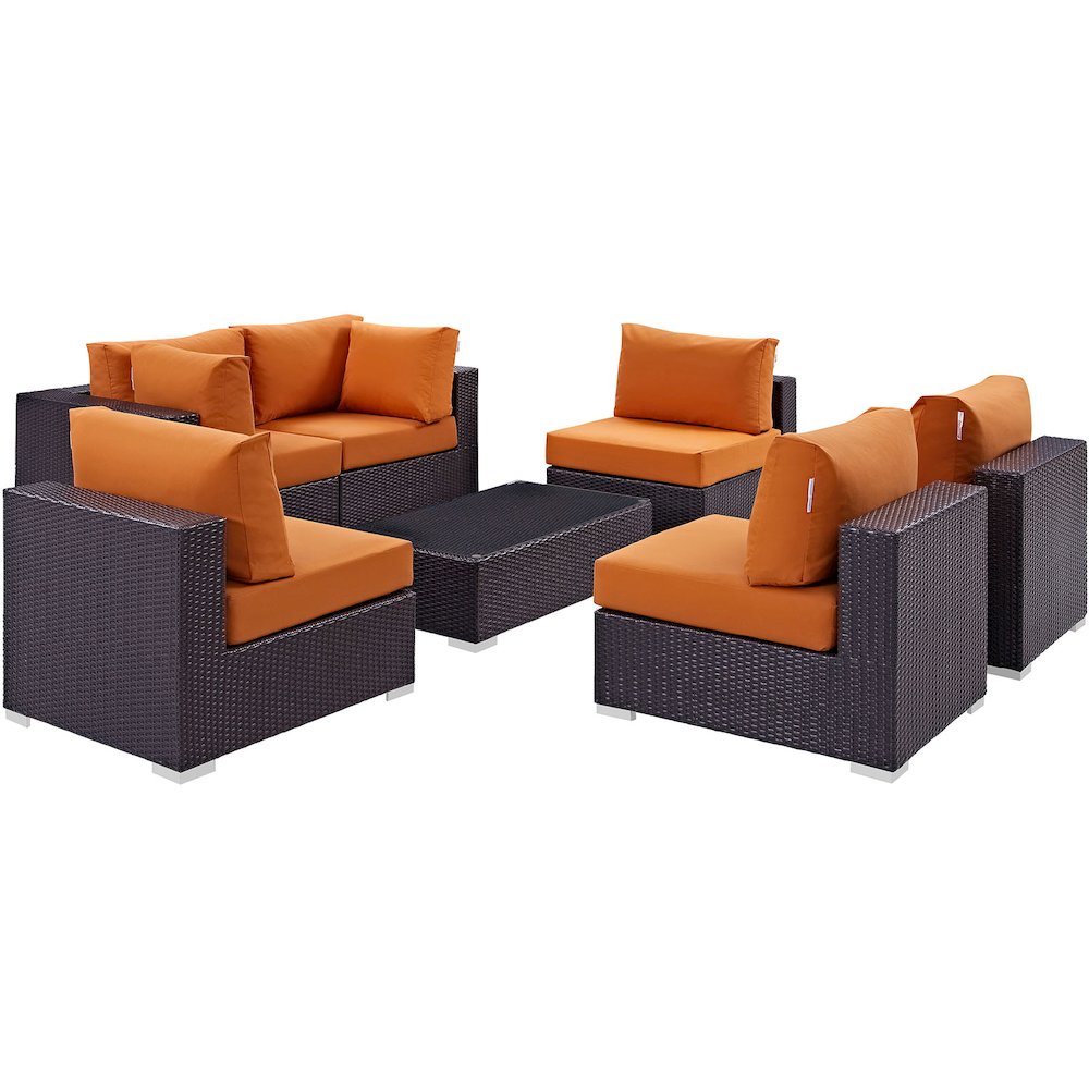 Convene 7 Piece Outdoor Patio Sectional Set. Picture 1