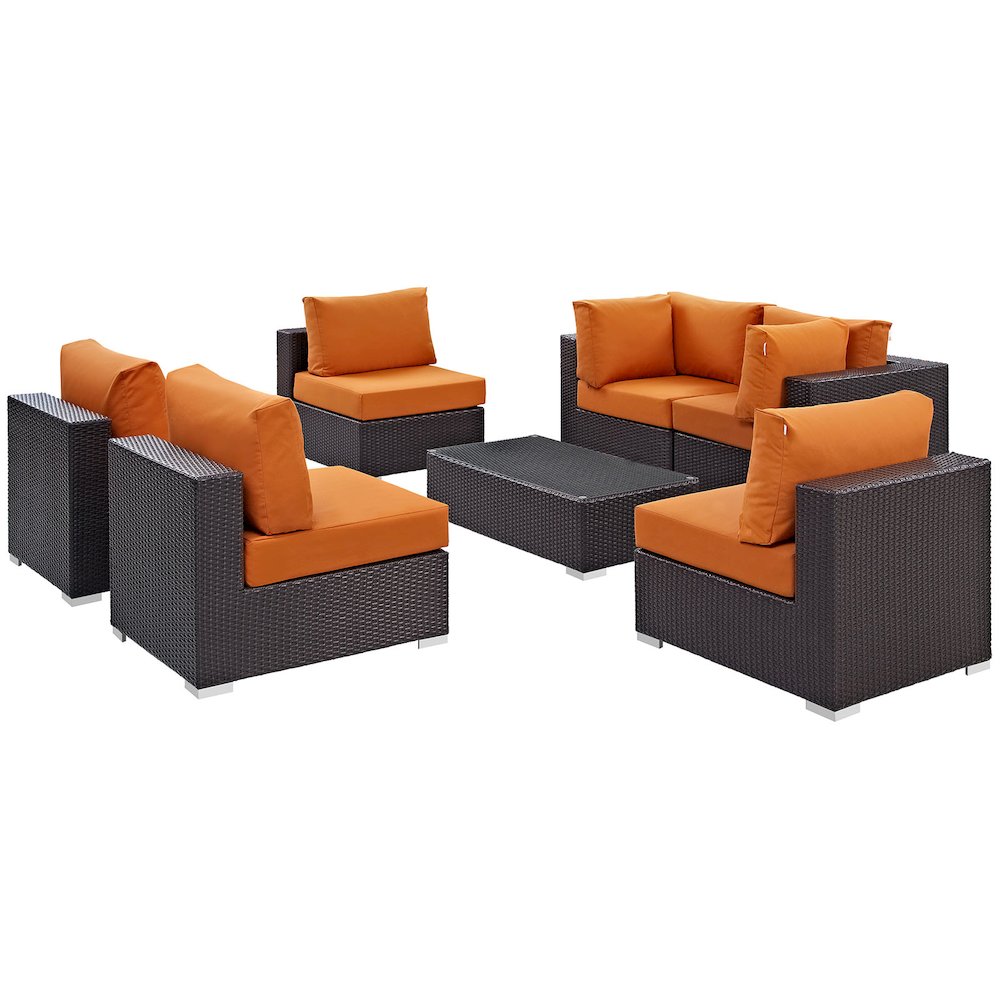 Convene 7 Piece Outdoor Patio Sectional Set. Picture 2