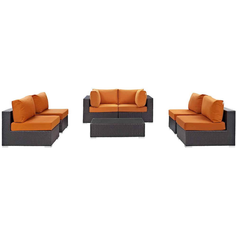 Convene 7 Piece Outdoor Patio Sectional Set. Picture 3