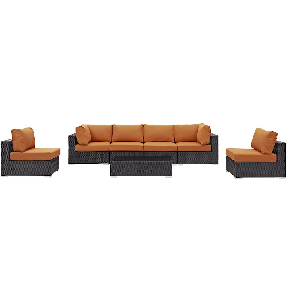 Convene 7 Piece Outdoor Patio Sectional Set. Picture 4