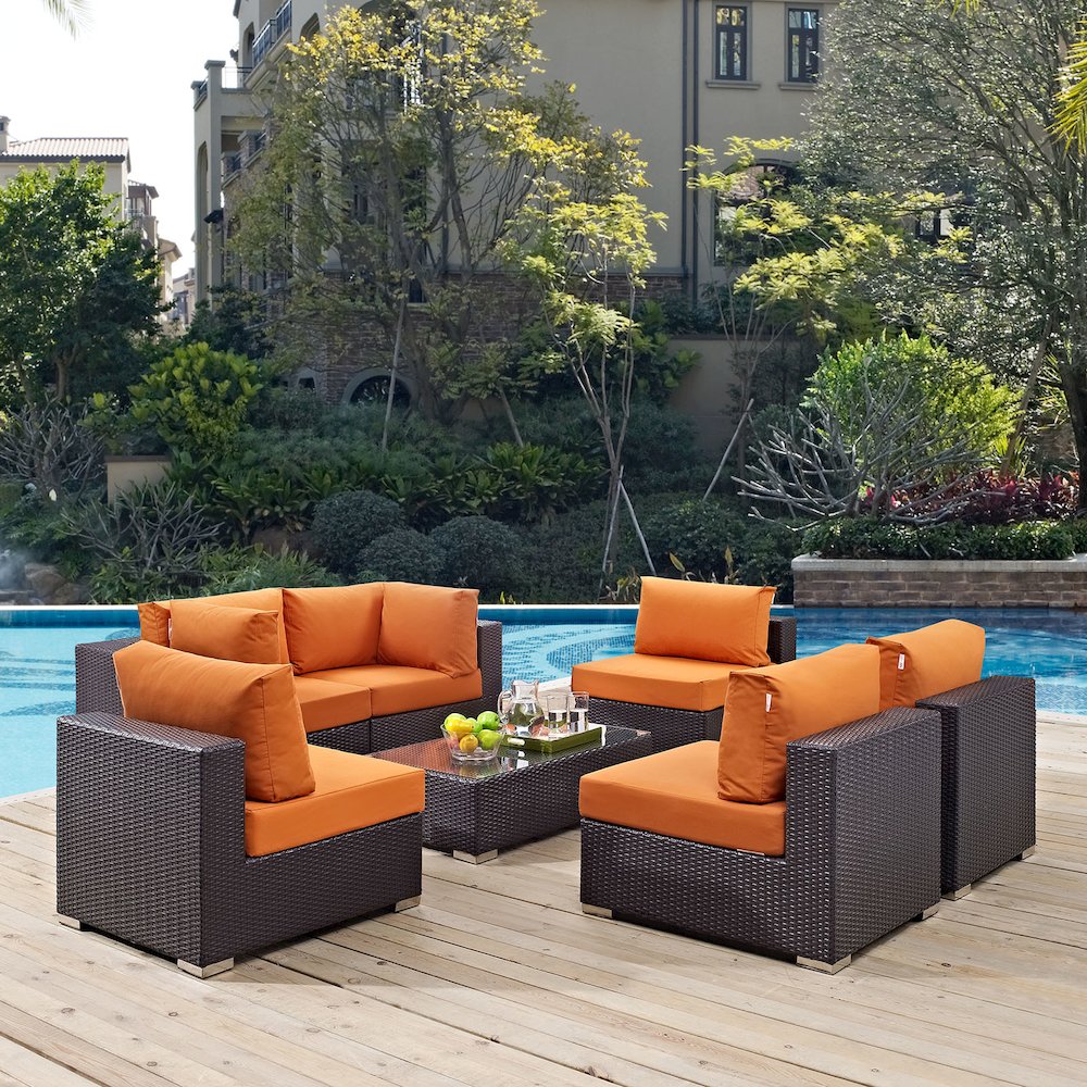 Convene 7 Piece Outdoor Patio Sectional Set. Picture 8