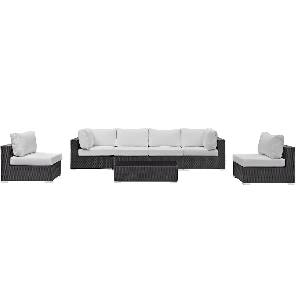 Convene 7 Piece Outdoor Patio Sectional Set. Picture 4