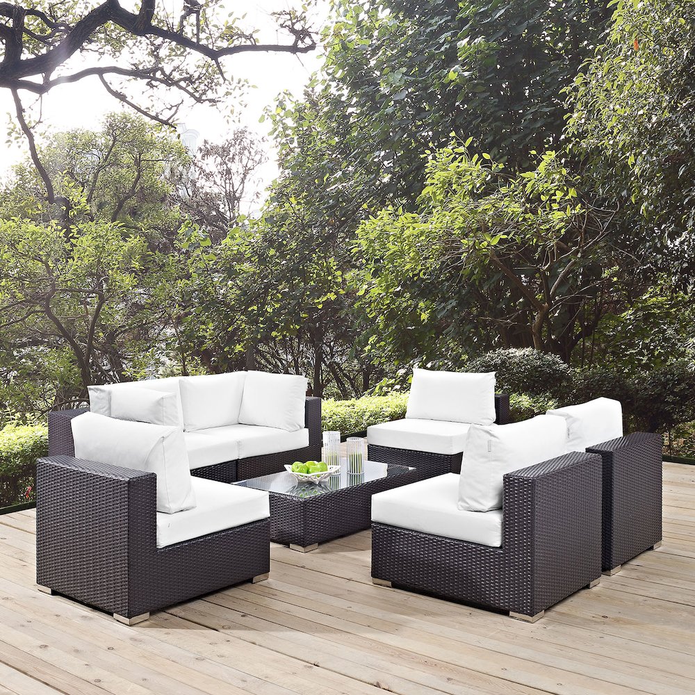 Convene 7 Piece Outdoor Patio Sectional Set. Picture 9