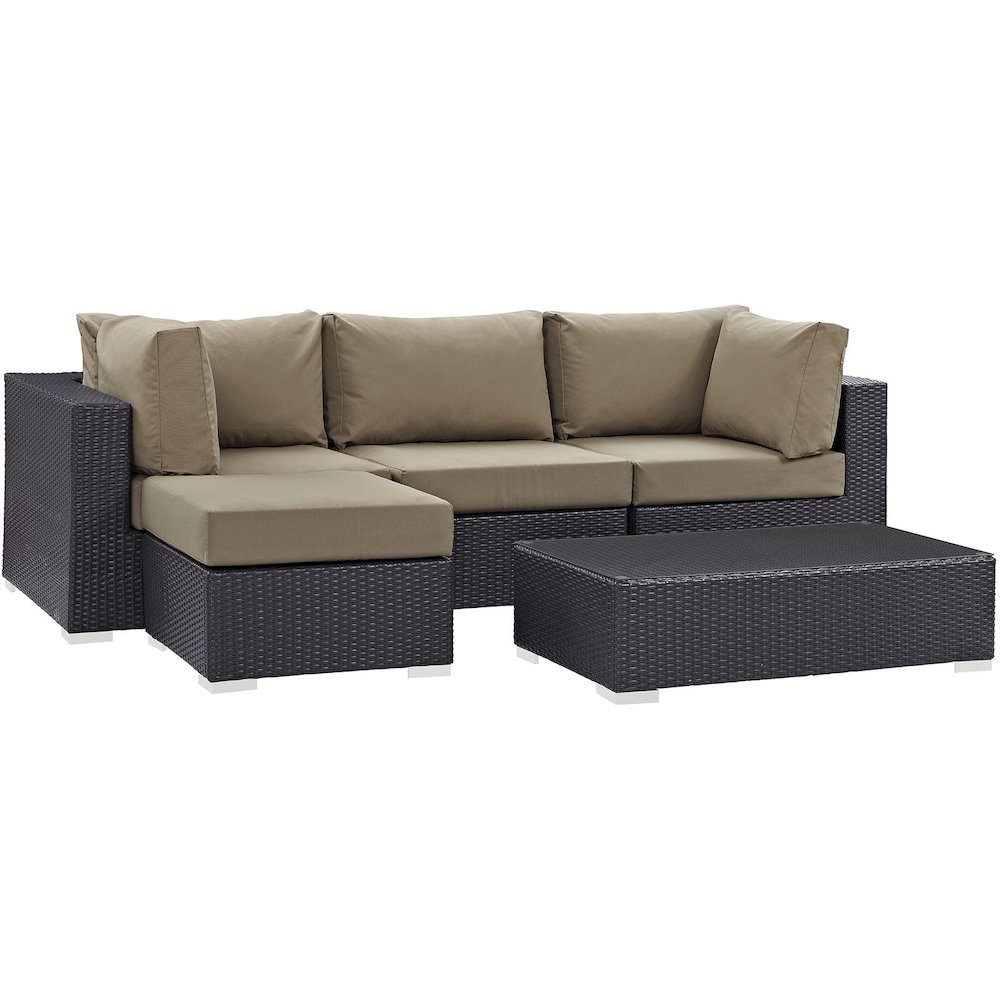 Convene 5 Piece Outdoor Patio Sectional Set. Picture 2