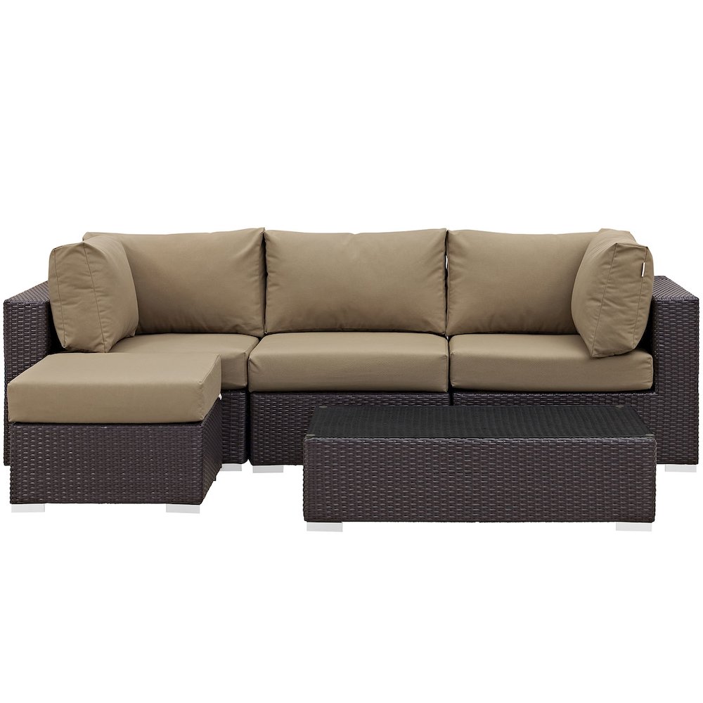 Convene 5 Piece Outdoor Patio Sectional Set. Picture 14