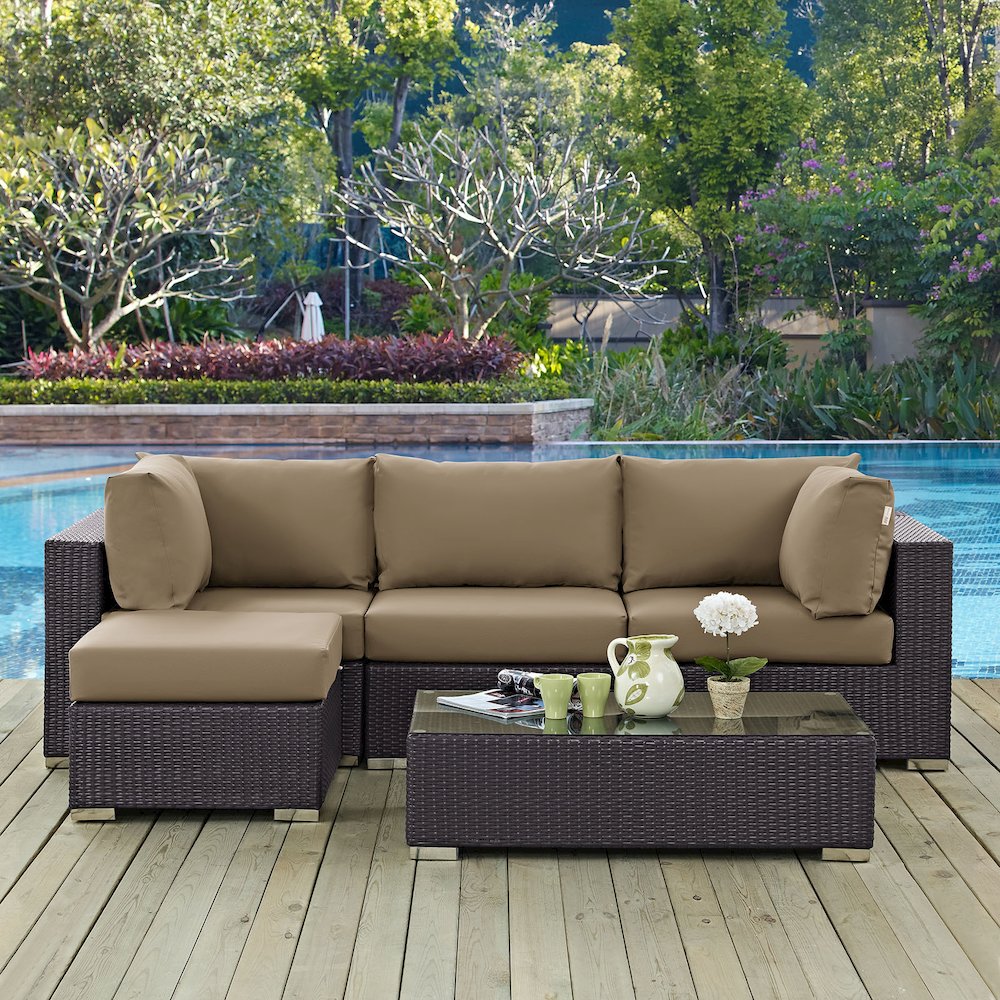 Convene 5 Piece Outdoor Patio Sectional Set. Picture 15