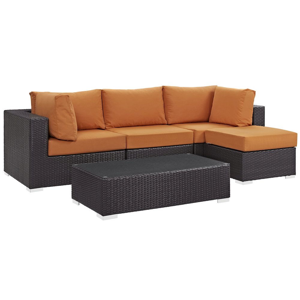 Convene 5 Piece Outdoor Patio Sectional Set. Picture 1