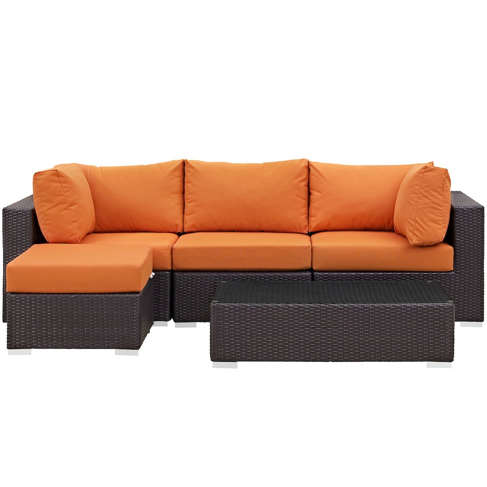 Convene 5 Piece Outdoor Patio Sectional Set. Picture 3