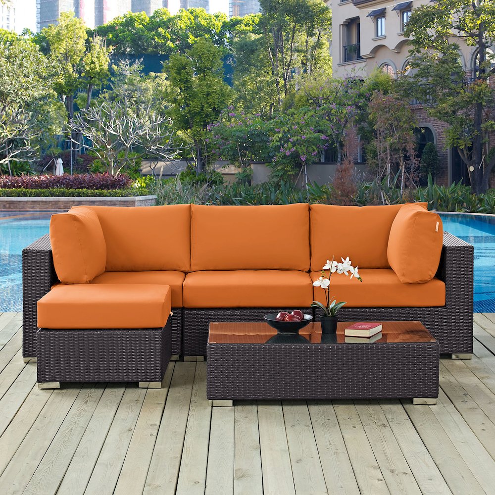 Convene 5 Piece Outdoor Patio Sectional Set. Picture 8