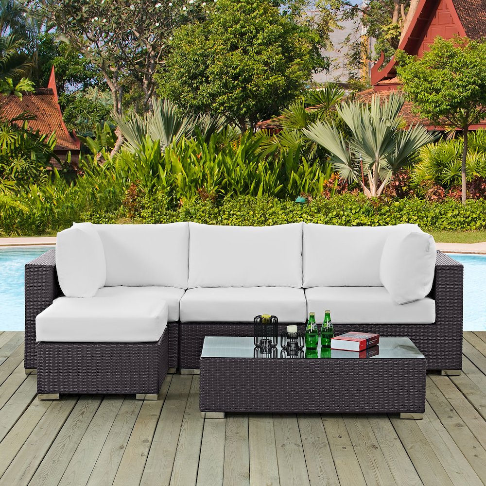 Convene 5 Piece Outdoor Patio Sectional Set. Picture 8