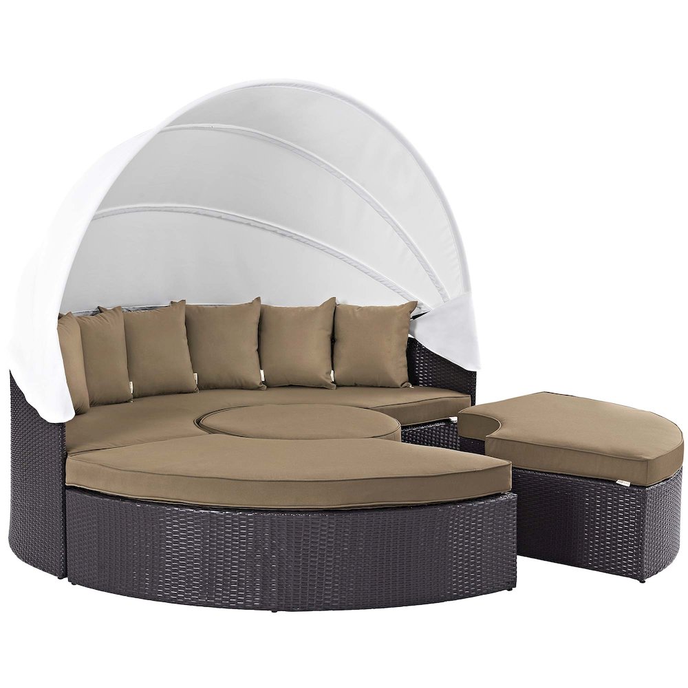 Convene Outdoor Patio Wicker Rattan Canopy Sectional Daybed. Picture 1