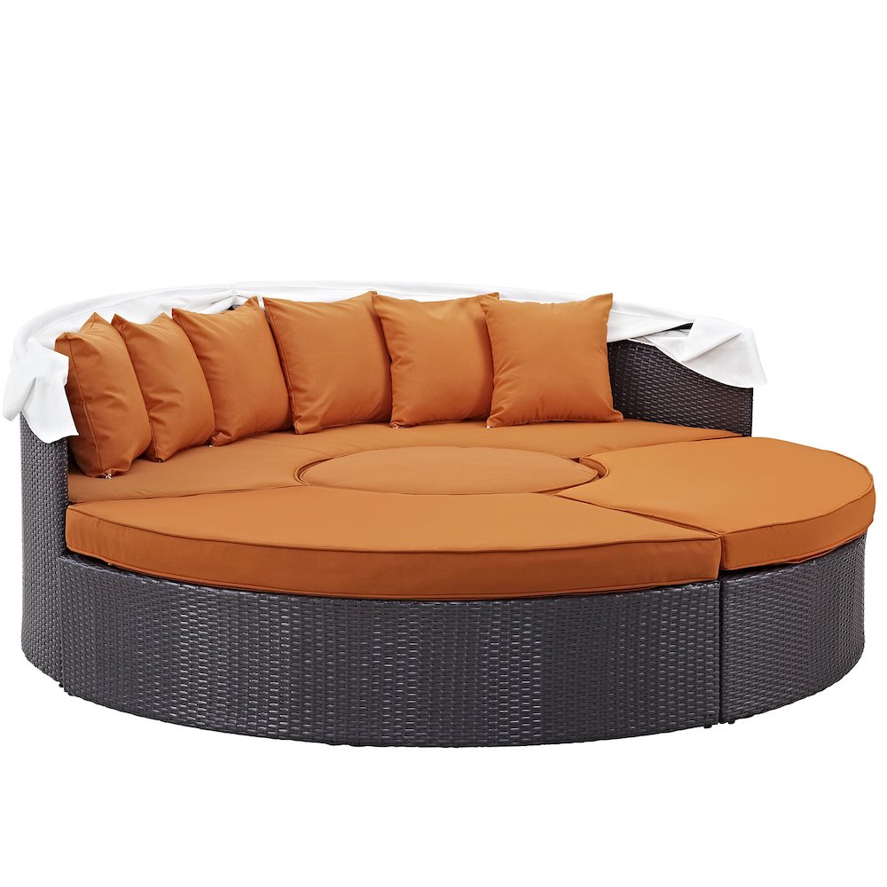 Convene Outdoor Patio Wicker Rattan Canopy Sectional Daybed. Picture 3