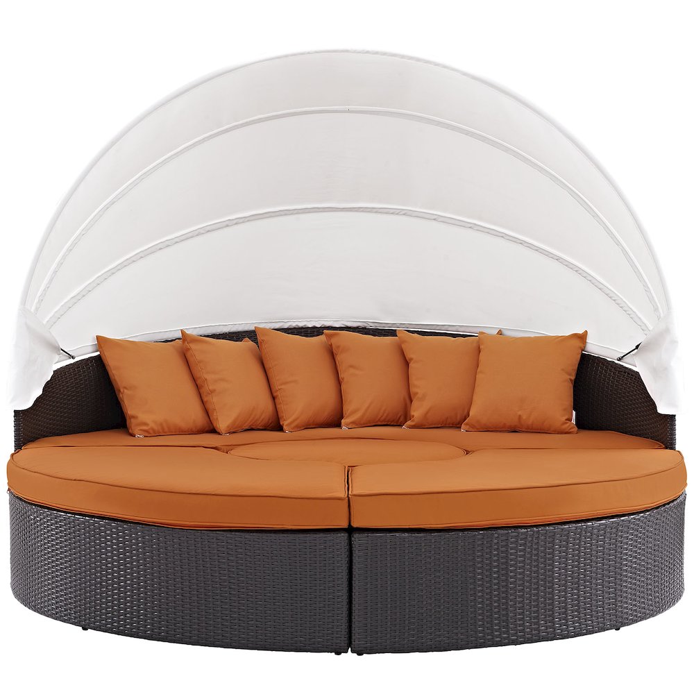 Convene Outdoor Patio Wicker Rattan Canopy Sectional Daybed. Picture 5