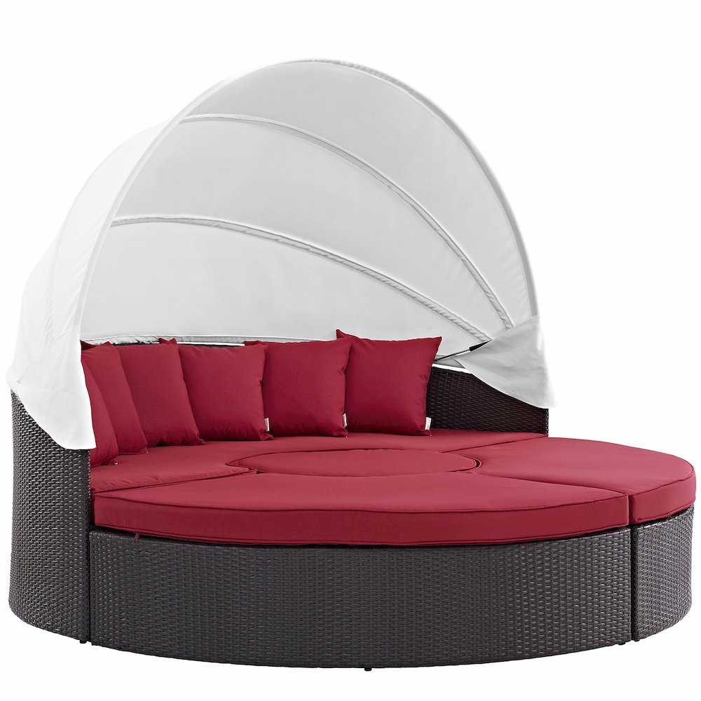 Convene Outdoor Patio Wicker Rattan Canopy Sectional Daybed. Picture 1