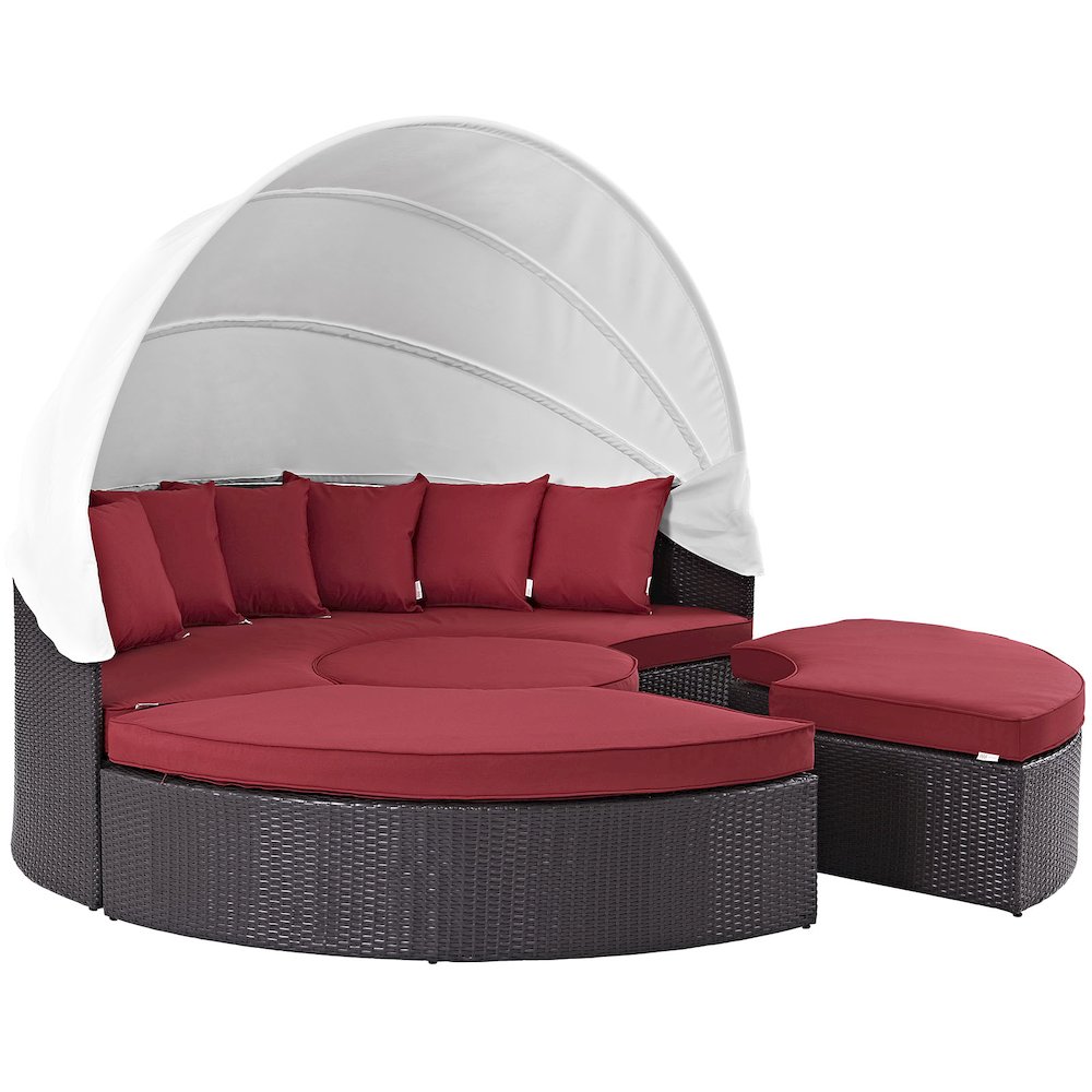 Convene Outdoor Patio Wicker Rattan Canopy Sectional Daybed. Picture 2