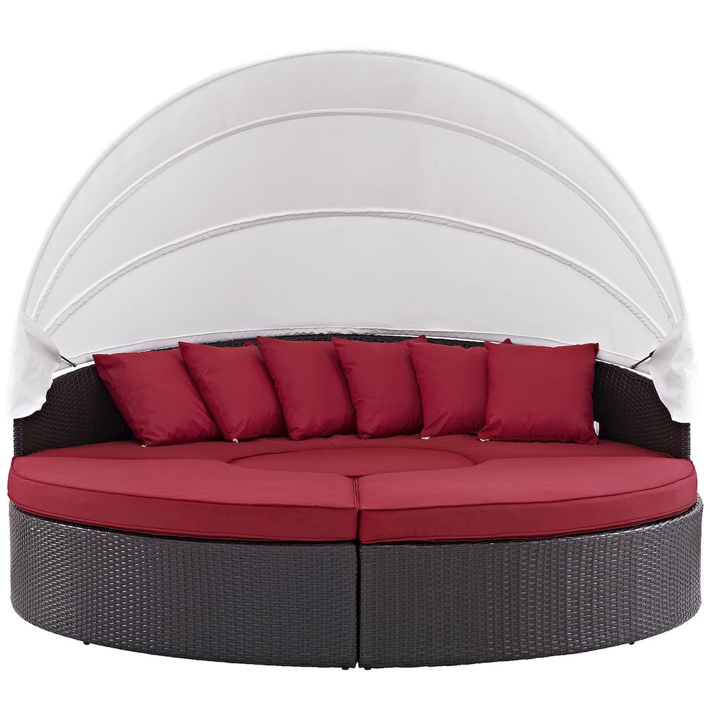 Convene Outdoor Patio Wicker Rattan Canopy Sectional Daybed. Picture 5