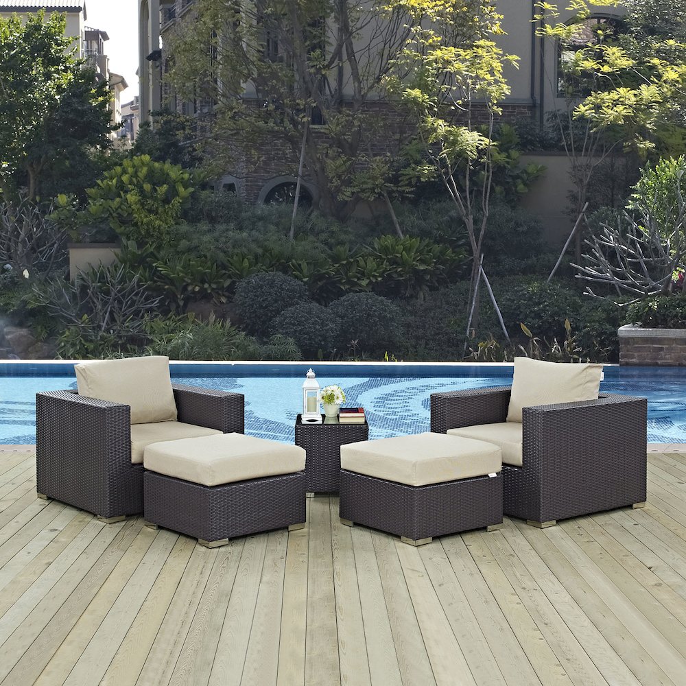 Convene 5 Piece Outdoor Patio Sectional Set. Picture 7