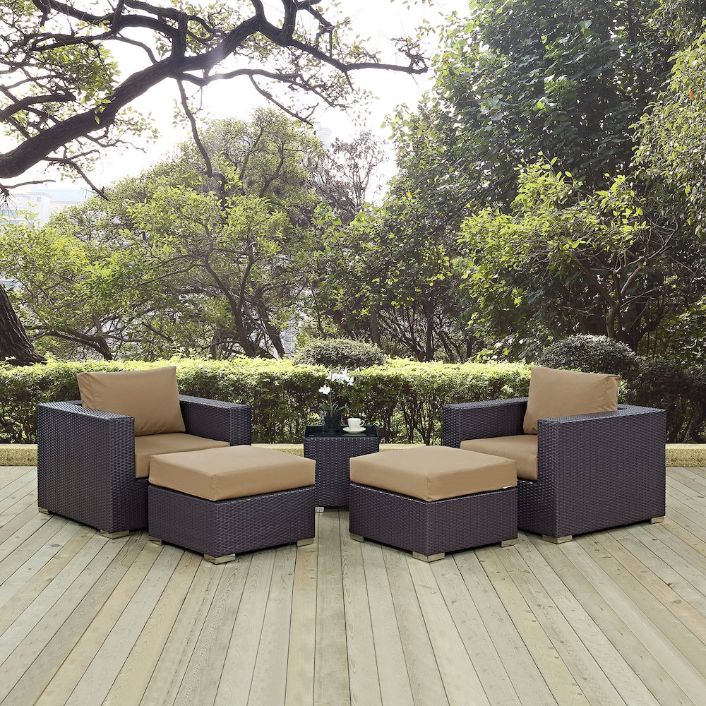 Convene 5 Piece Outdoor Patio Sectional Set. Picture 7
