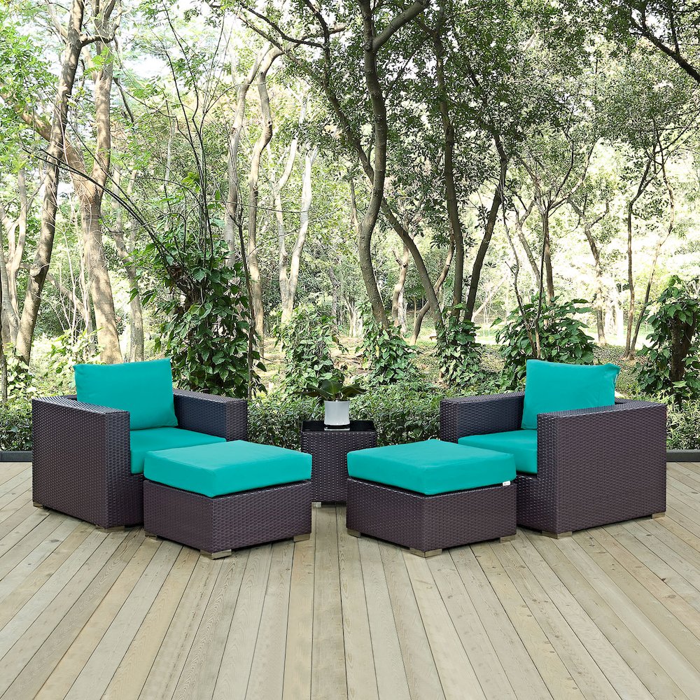 Convene 5 Piece Outdoor Patio Sectional Set. Picture 7