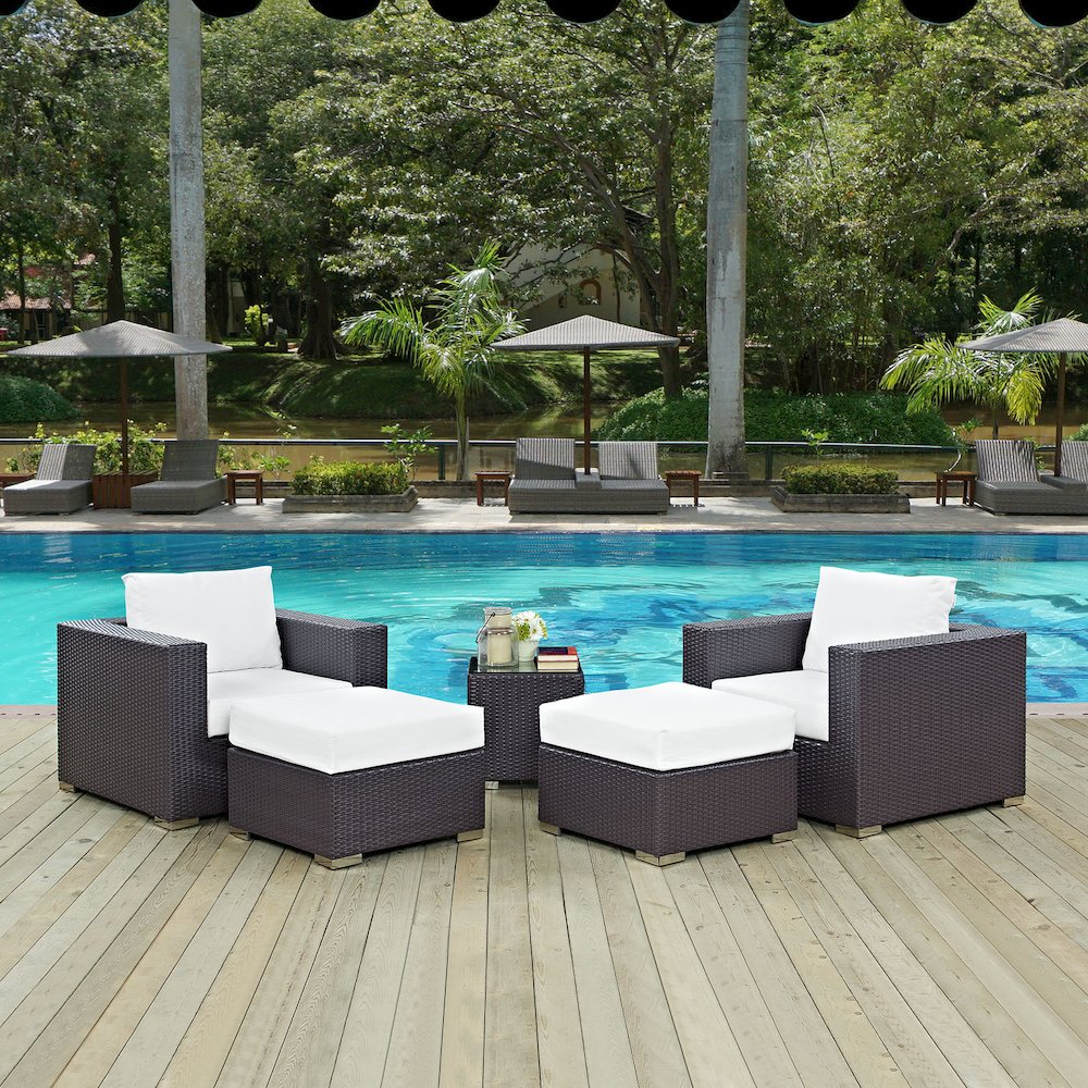 Convene 5 Piece Outdoor Patio Sectional Set. Picture 7