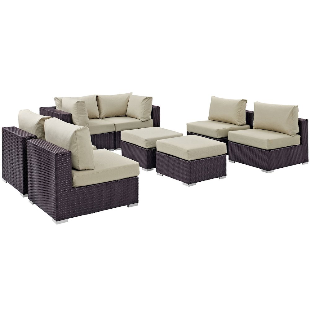 Convene 8 Piece Outdoor Patio Sectional Set. Picture 1