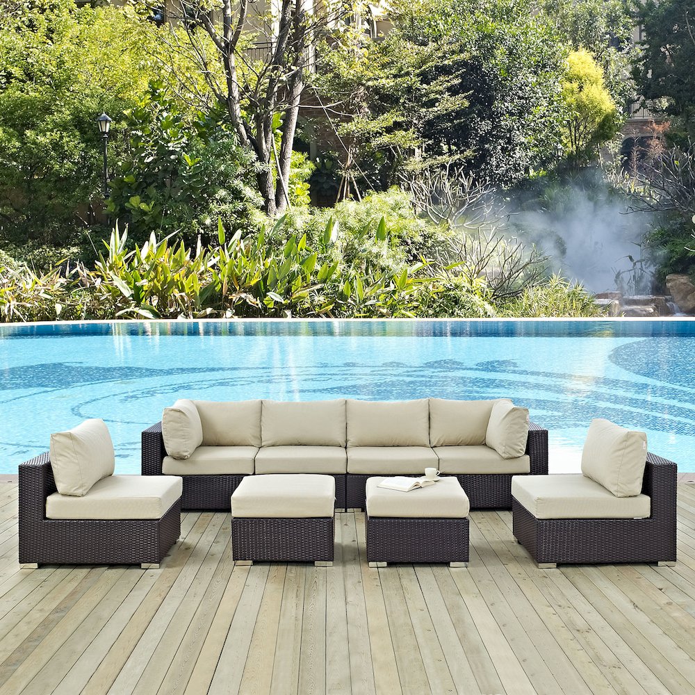 Convene 8 Piece Outdoor Patio Sectional Set. Picture 7