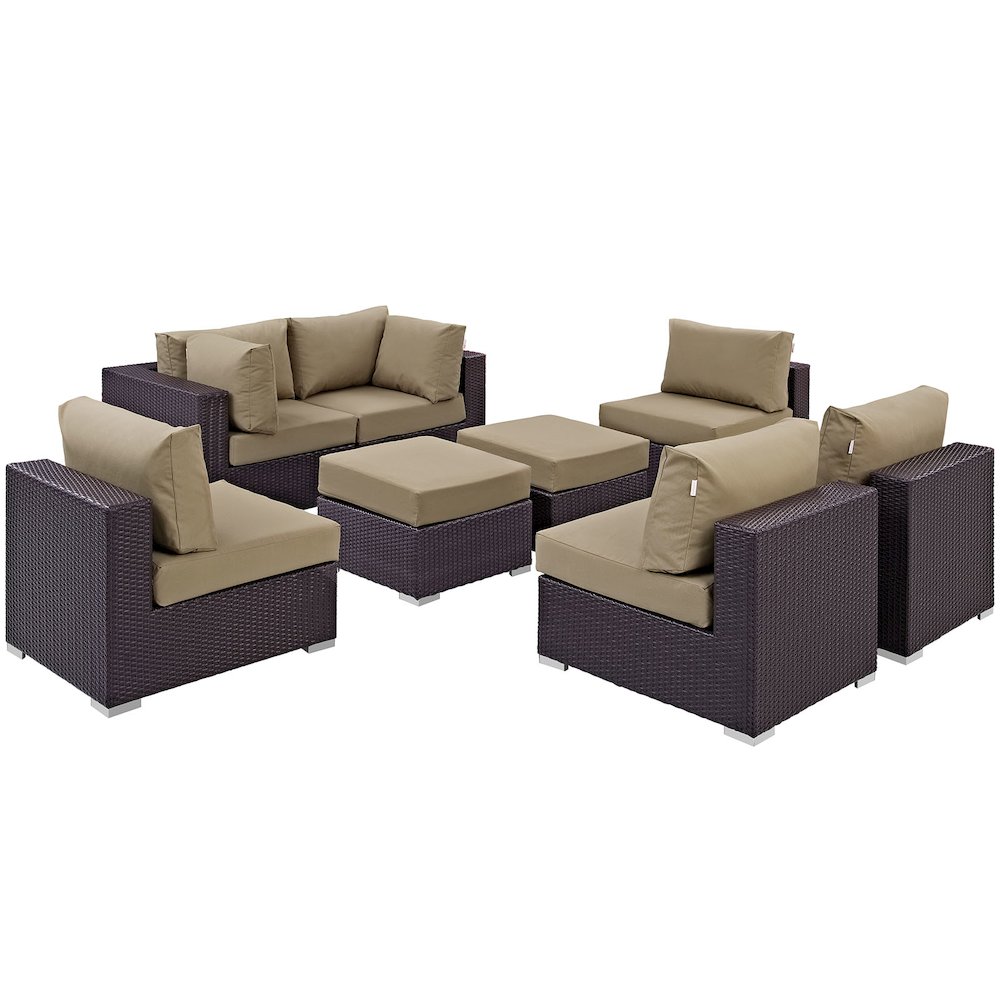 Convene 8 Piece Outdoor Patio Sectional Set. Picture 2