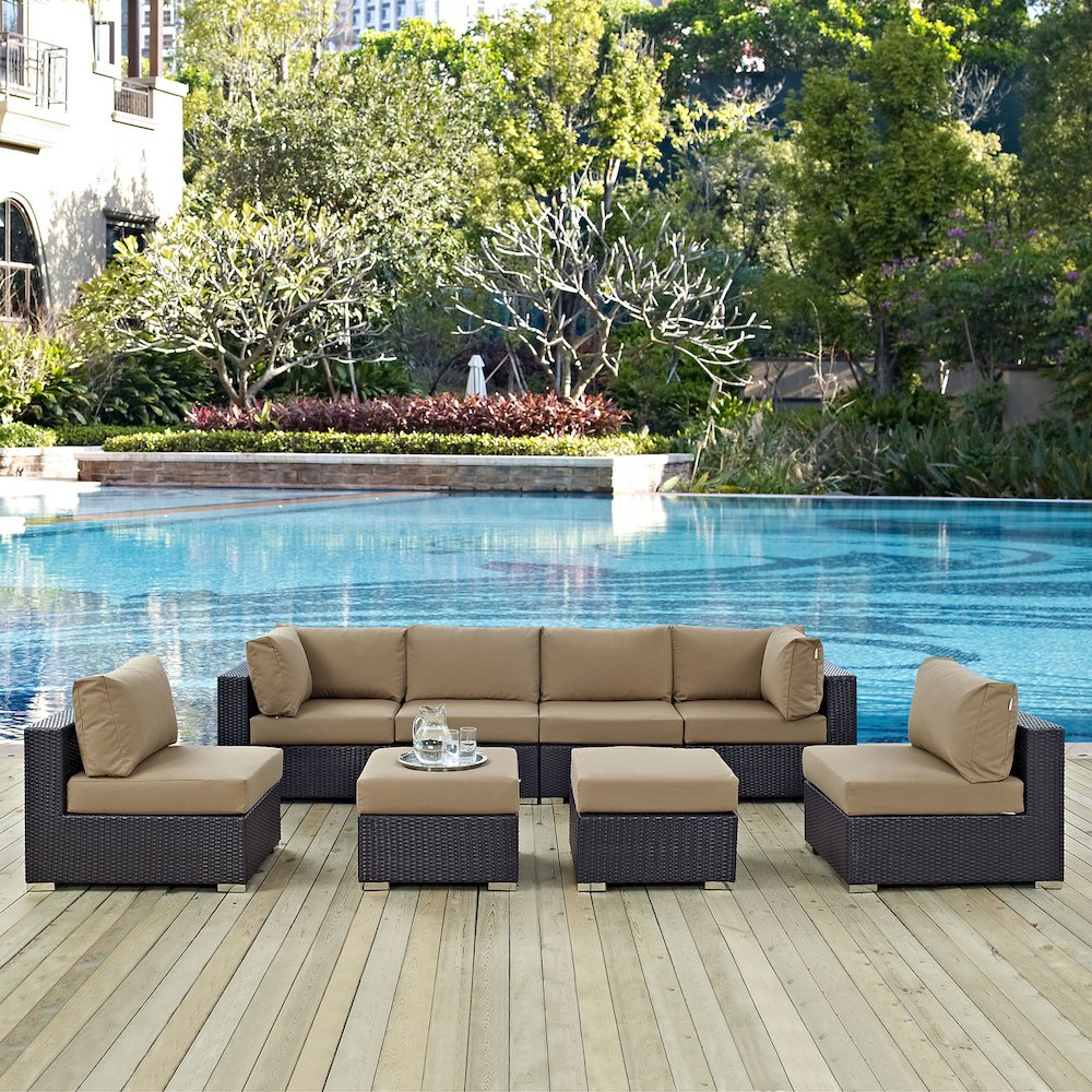 Convene 8 Piece Outdoor Patio Sectional Set. Picture 7