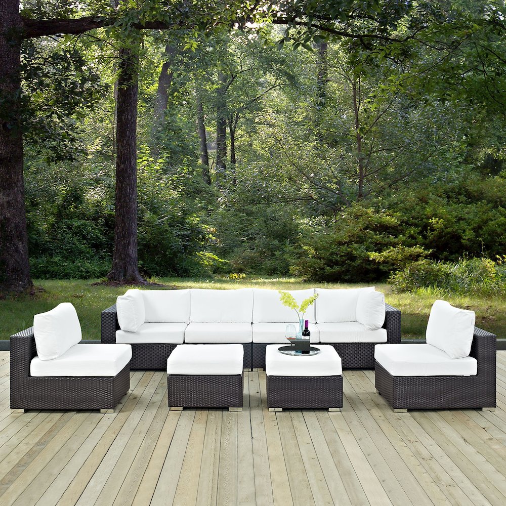 Convene 8 Piece Outdoor Patio Sectional Set. Picture 7