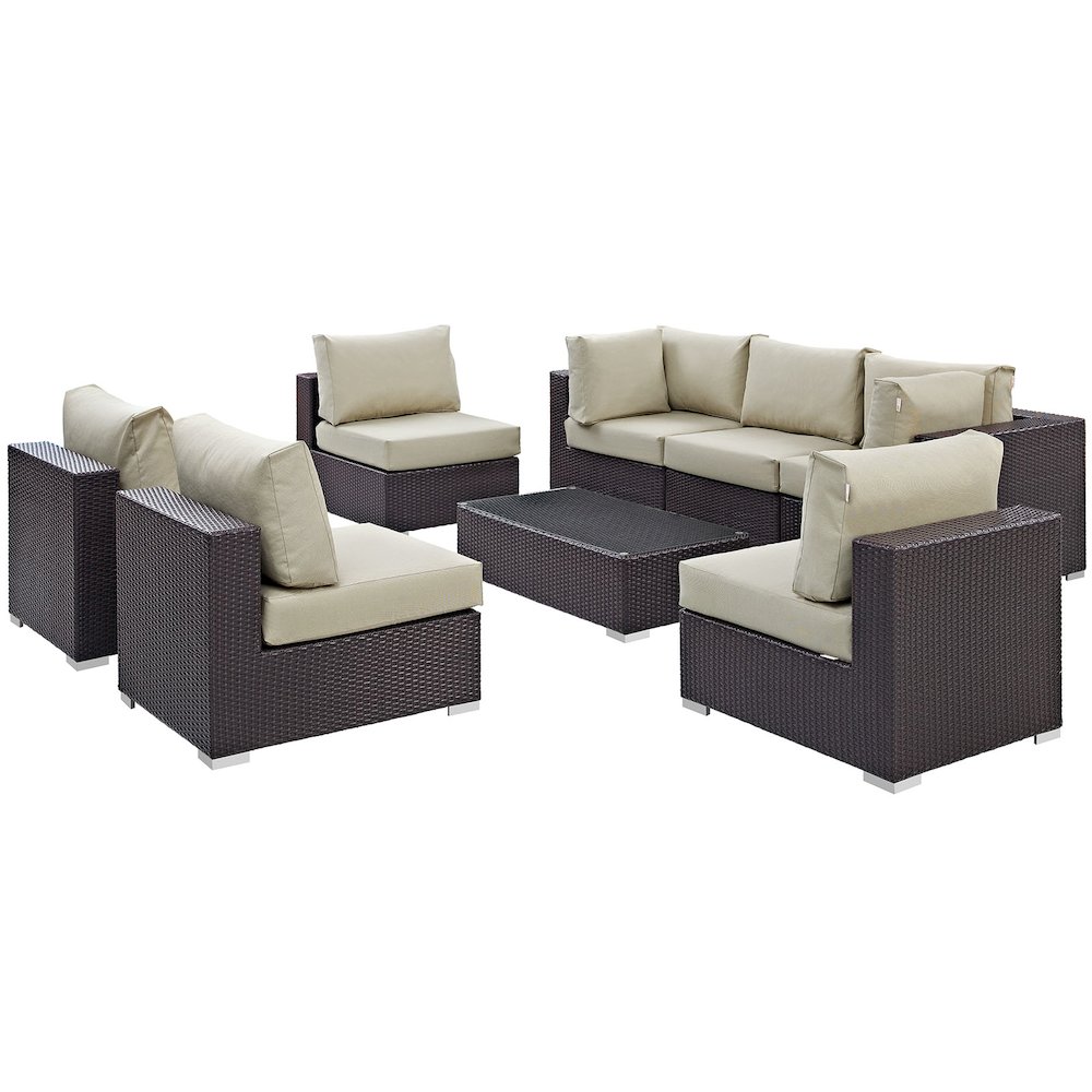 Convene 8 Piece Outdoor Patio Sectional Set. Picture 1