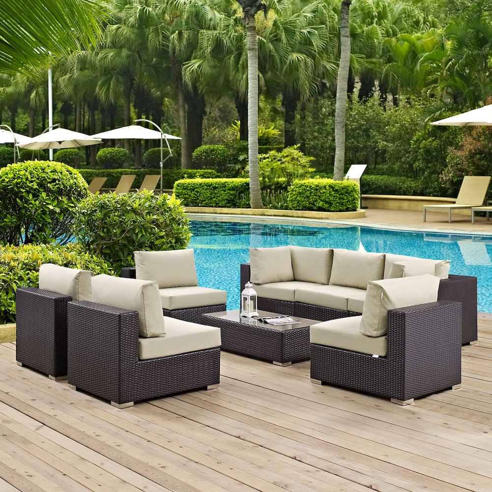 Convene 8 Piece Outdoor Patio Sectional Set. Picture 8