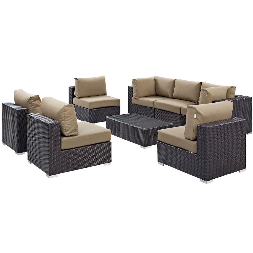 Convene 8 Piece Outdoor Patio Sectional Set. Picture 1