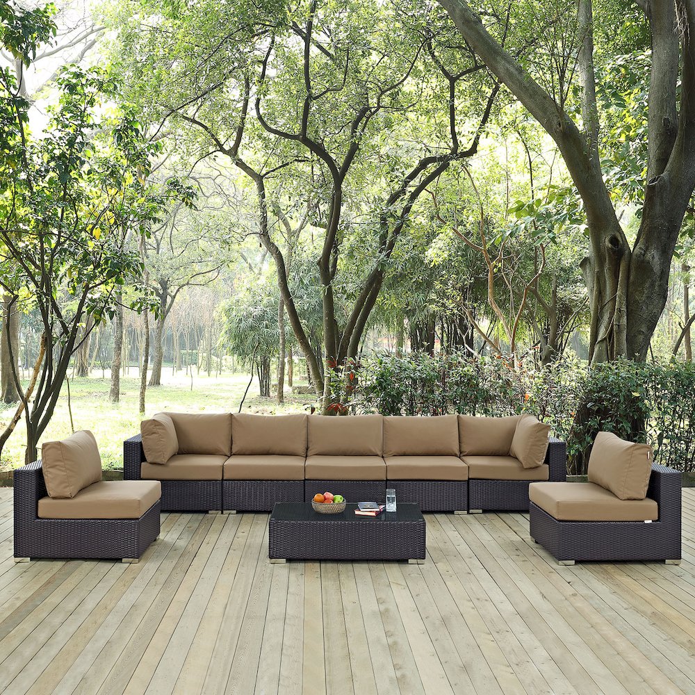 Convene 8 Piece Outdoor Patio Sectional Set. Picture 7