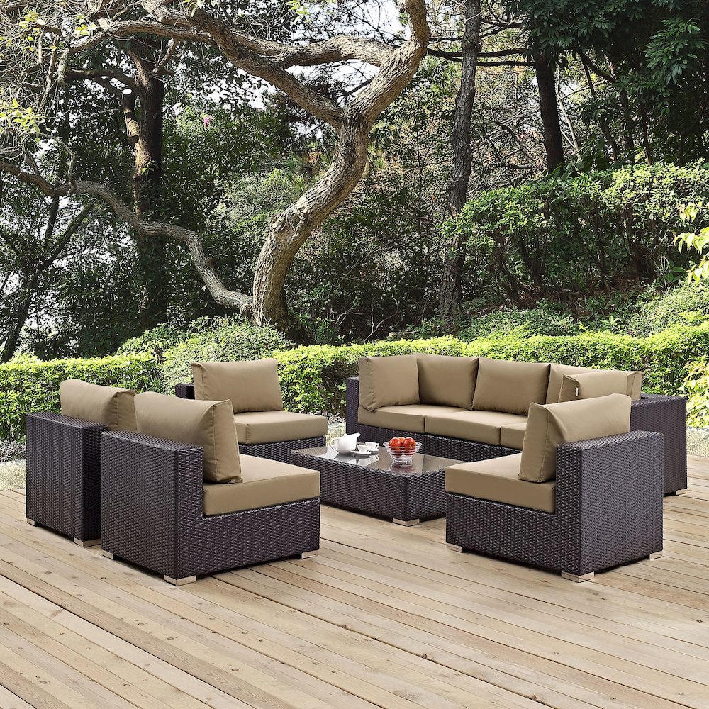 Convene 8 Piece Outdoor Patio Sectional Set. Picture 8