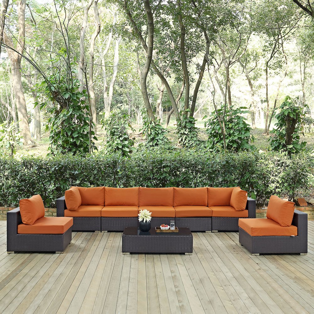 Convene 8 Piece Outdoor Patio Sectional Set. Picture 7