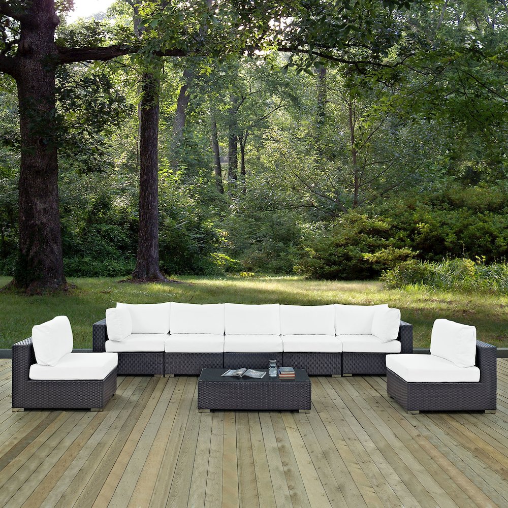 Convene 8 Piece Outdoor Patio Sectional Set. Picture 7