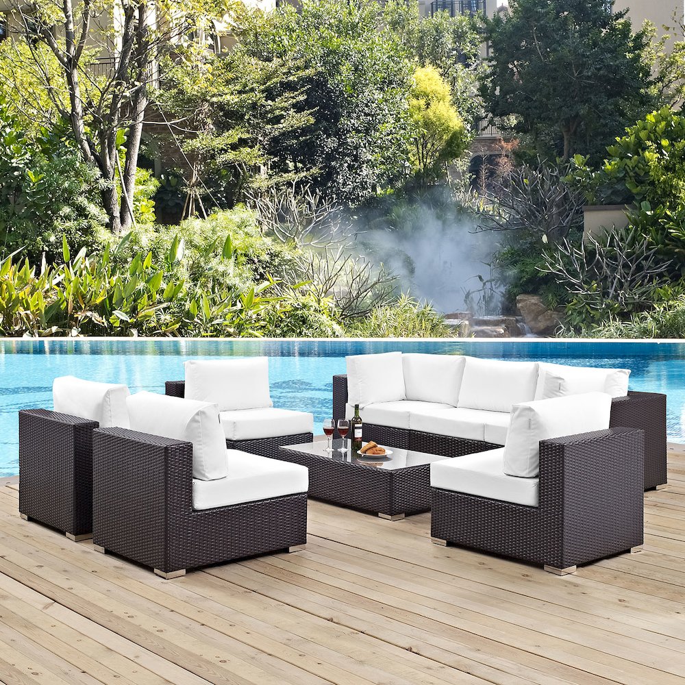 Convene 8 Piece Outdoor Patio Sectional Set. Picture 8