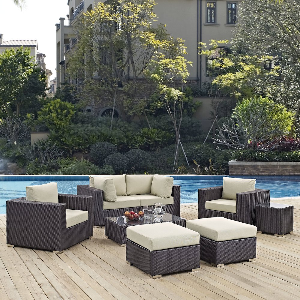 Convene 8 Piece Outdoor Patio Sectional Set. Picture 10