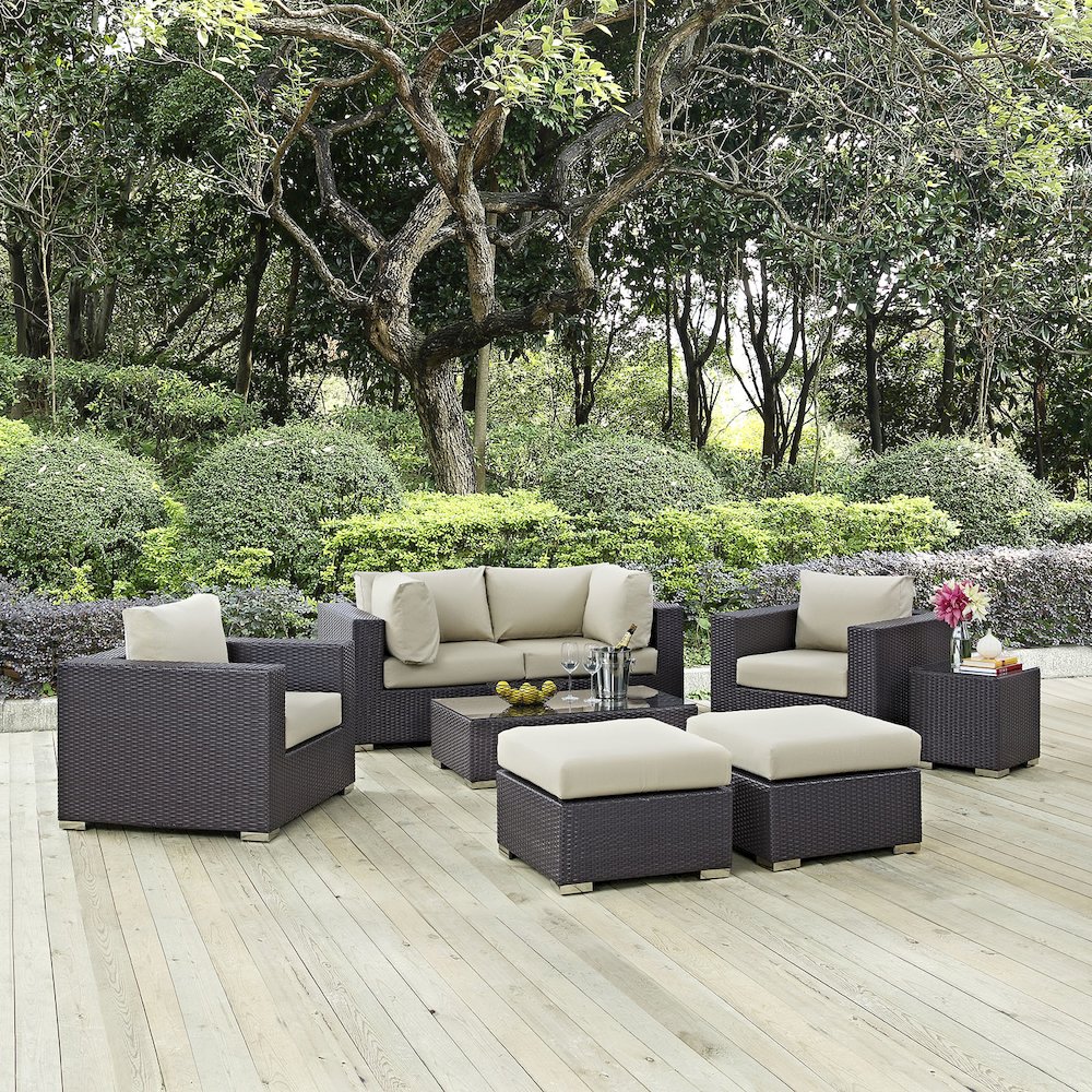 Convene 8 Piece Outdoor Patio Sectional Set. Picture 9