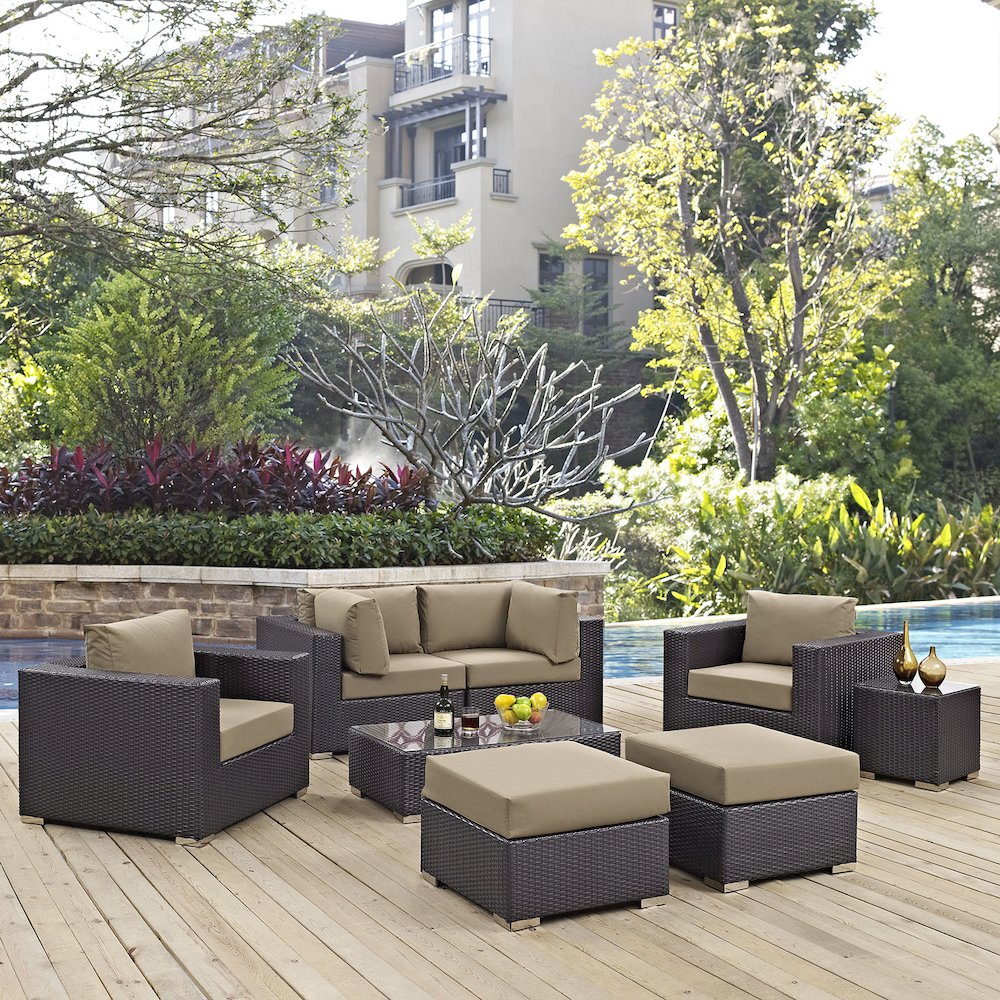 Convene 8 Piece Outdoor Patio Sectional Set. Picture 10