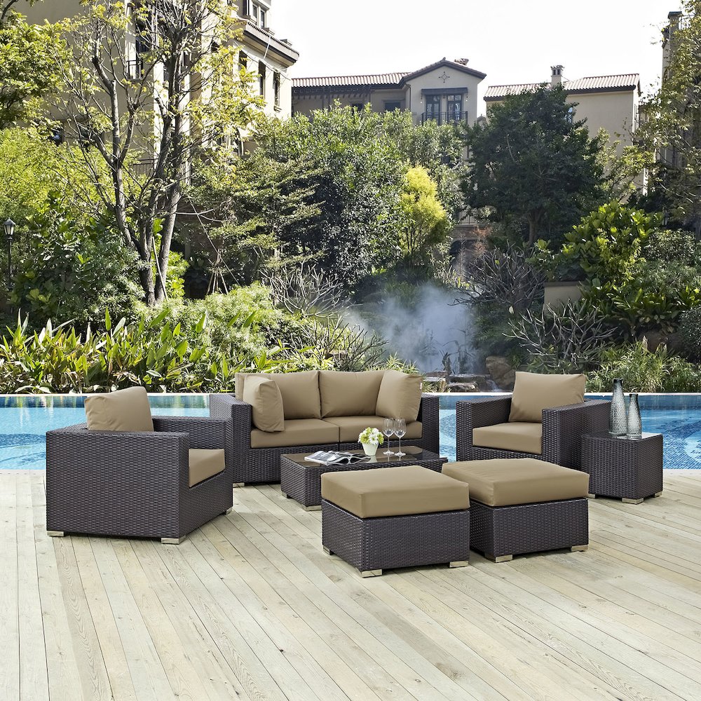 Convene 8 Piece Outdoor Patio Sectional Set. Picture 9