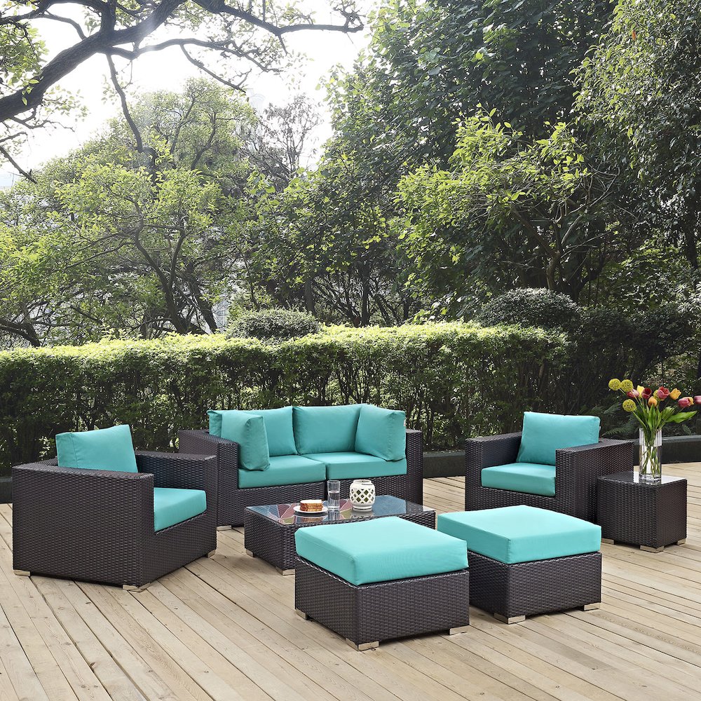 Convene 8 Piece Outdoor Patio Sectional Set. Picture 10