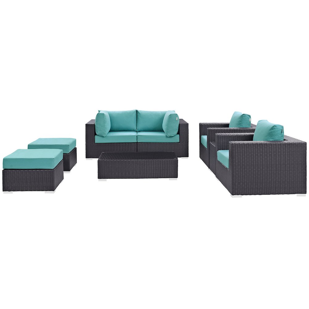 Convene 8 Piece Outdoor Patio Sectional Set. Picture 3