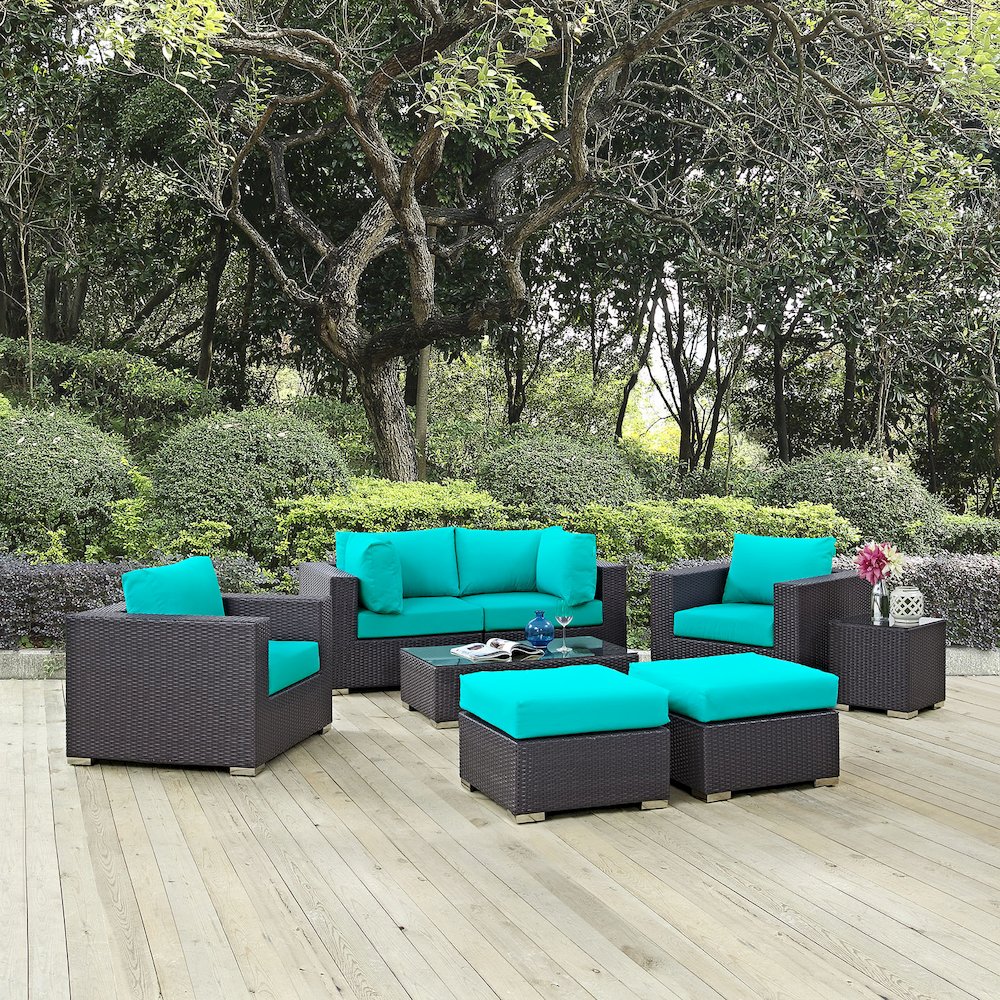Convene 8 Piece Outdoor Patio Sectional Set. Picture 9