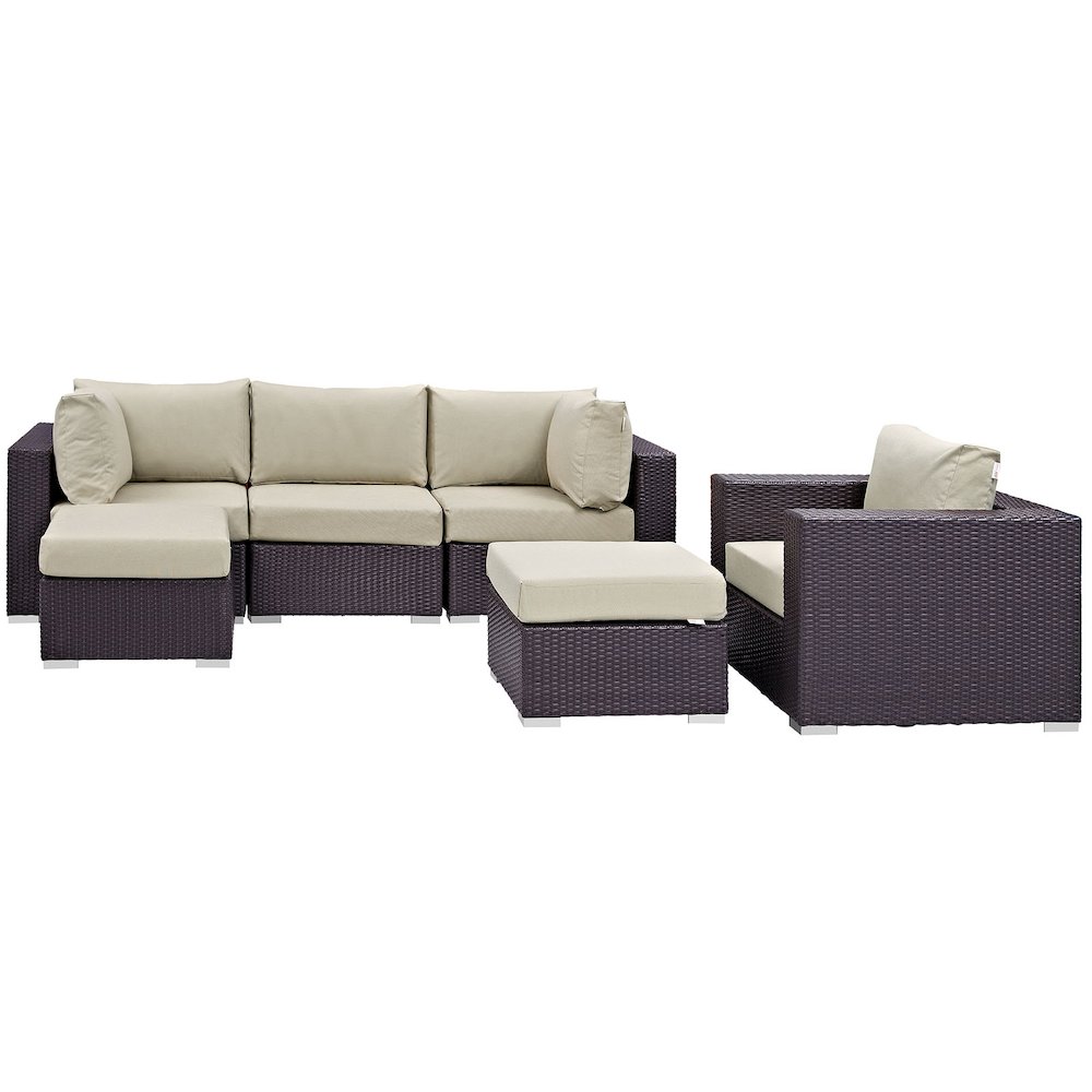 Convene 6 Piece Outdoor Patio Sectional Set. Picture 3