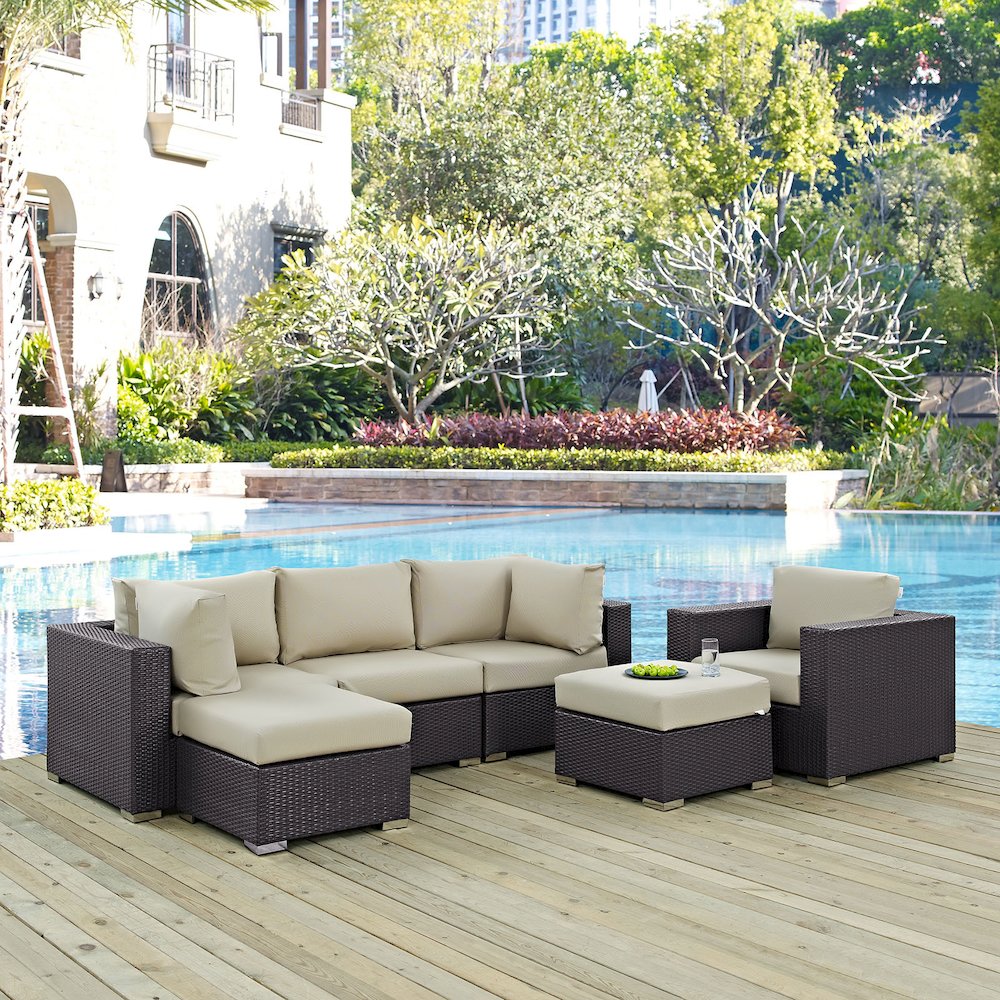 Convene 6 Piece Outdoor Patio Sectional Set. Picture 8