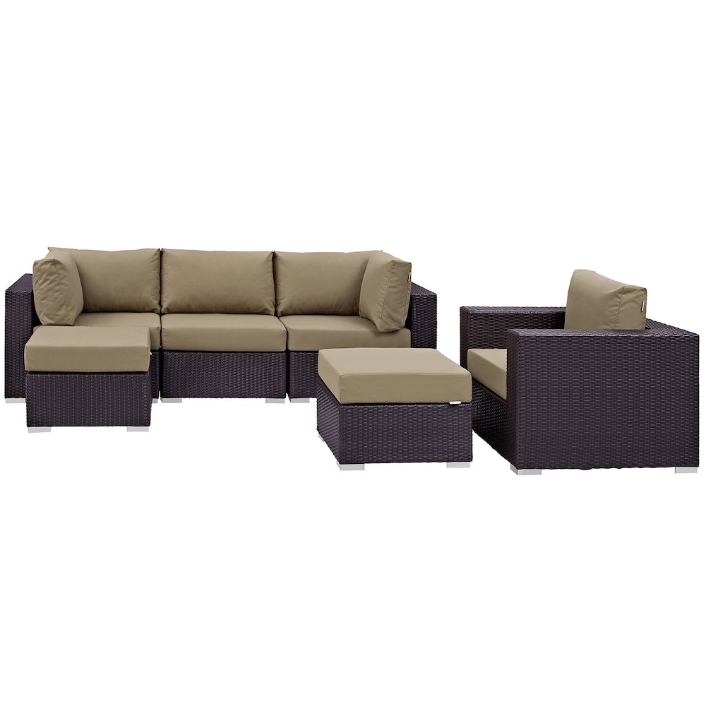 Convene 6 Piece Outdoor Patio Sectional Set. Picture 3
