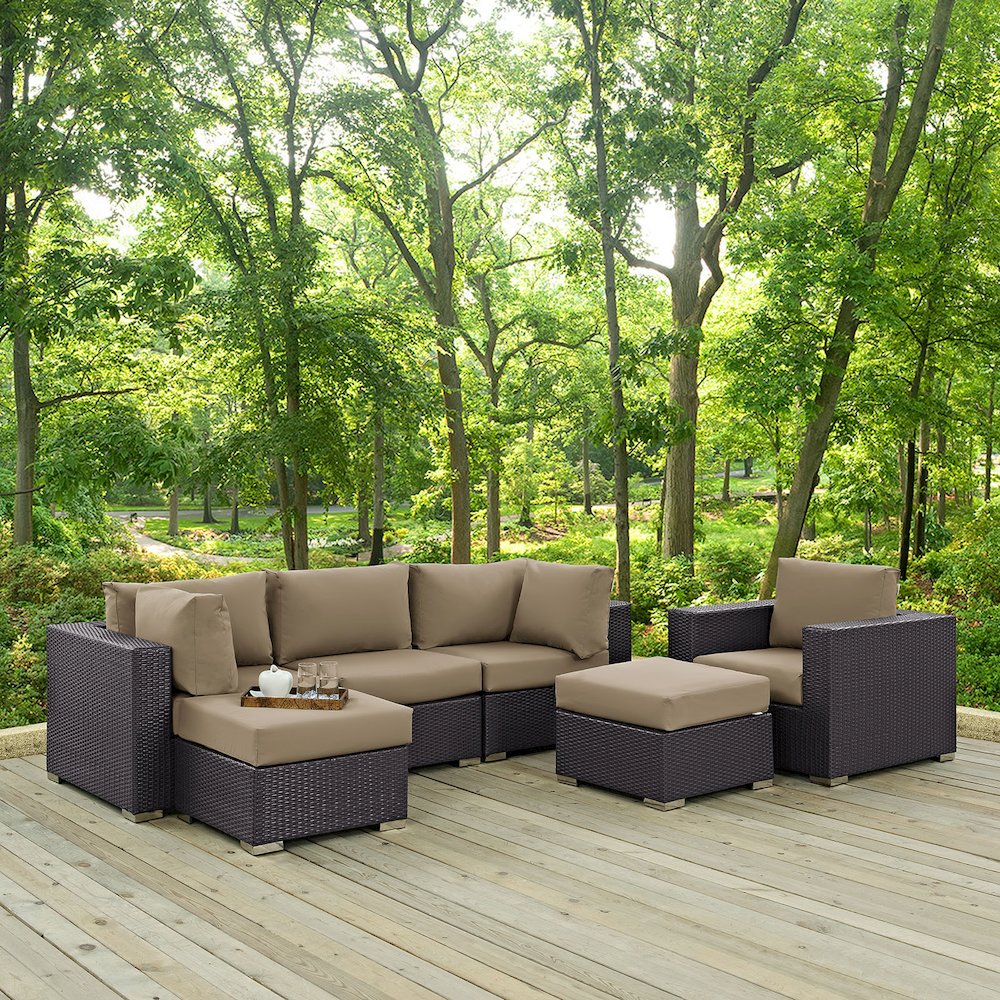 Convene 6 Piece Outdoor Patio Sectional Set. Picture 8