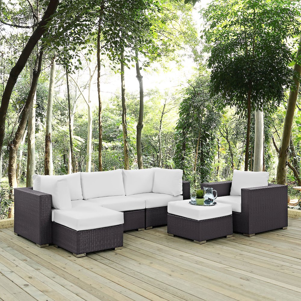 Convene 6 Piece Outdoor Patio Sectional Set. Picture 8